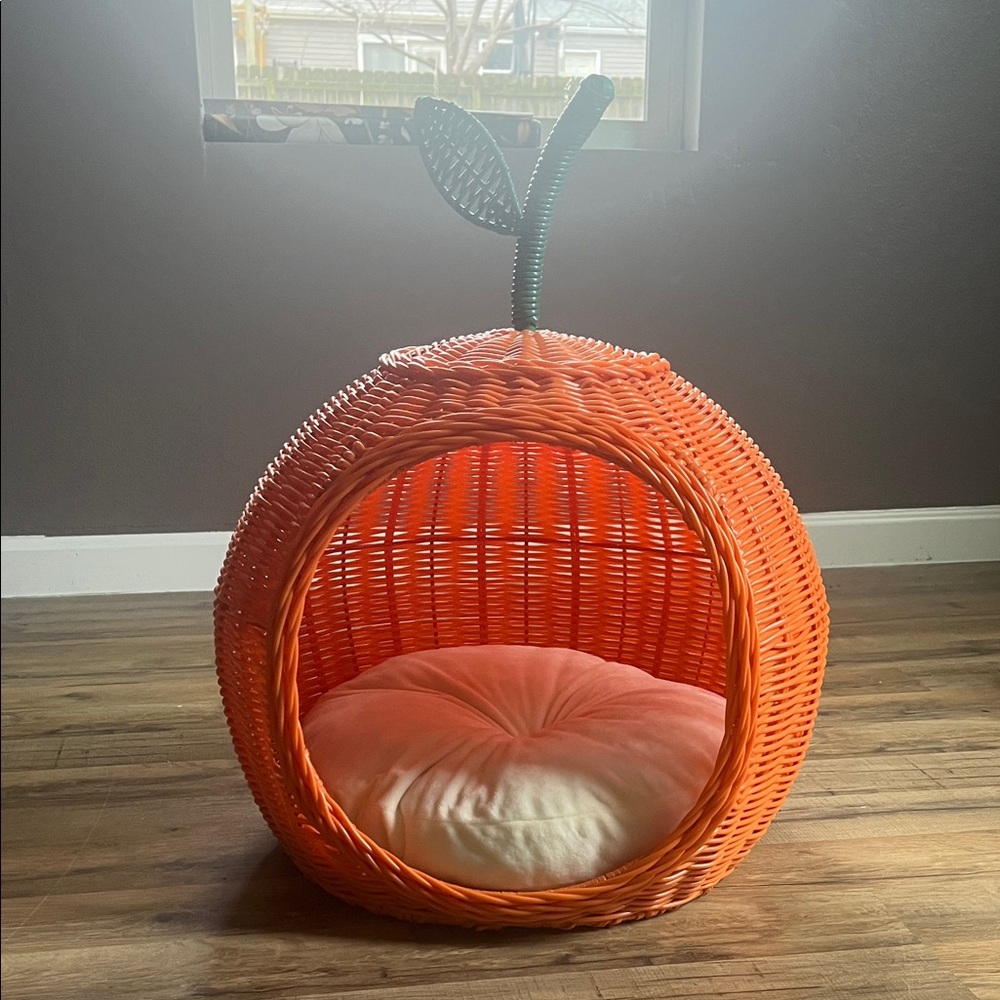 Orange Wicker Pet Bed